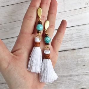 Hand Crafted Tassel and Turquoise Earrings